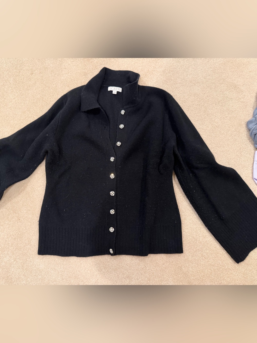 J. Crew Black Button-Front Sweater Cardigan with Decorative Buttons
